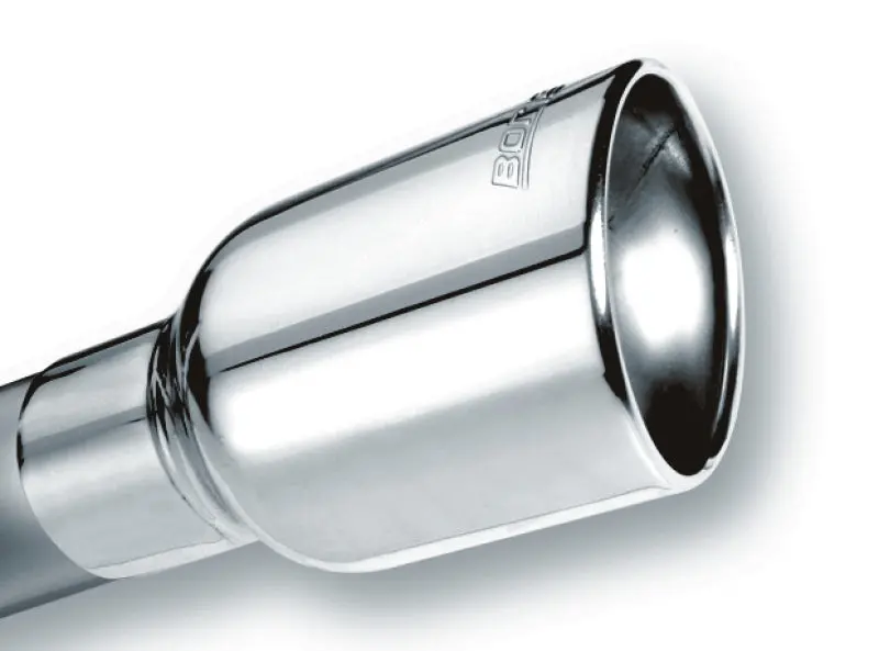 Borla Universal Polished Tip Single Oval Rolled Angle-Cut W/Clamp (Inlet 2 1/2In. Outlet 4 1/4 X 3 1 1