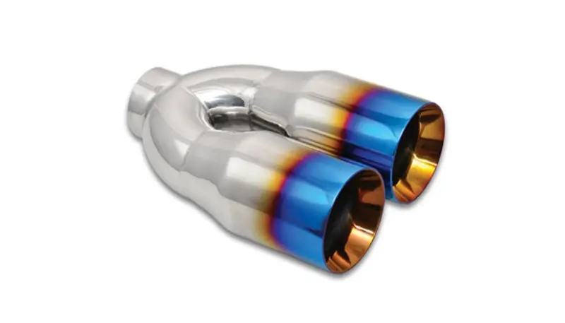 Vibrant 2.5In Id Dual 3.5In Od Round Ss Tips (Double Wall, Straight Cut) With Burnt Blue Finish 1