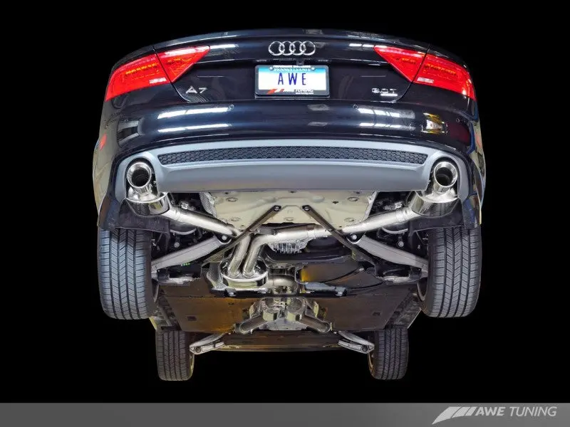 Awe Tuning Audi C7 A7 3.0T Touring Edition Exhaust - Dual Outlet Chrome Silver Tips 1