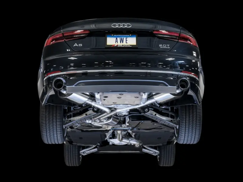 Awe Tuning Audi B9 A5 Touring Edition Exhaust Dual Outlet - Chrome Silver Tips (Includes Dp) 1