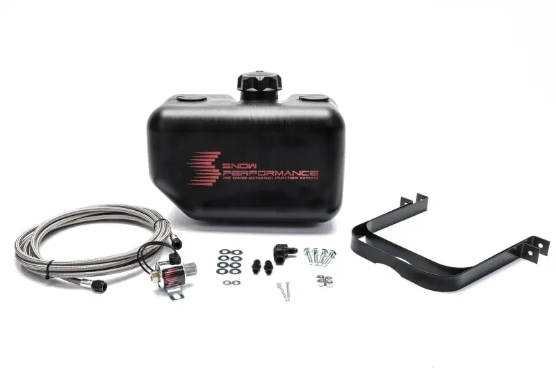Snow Performance Water Tank Upgrade 2.5Gal Braided Ss Line W/Bracket/Solenoid/Hose/Fittings 1