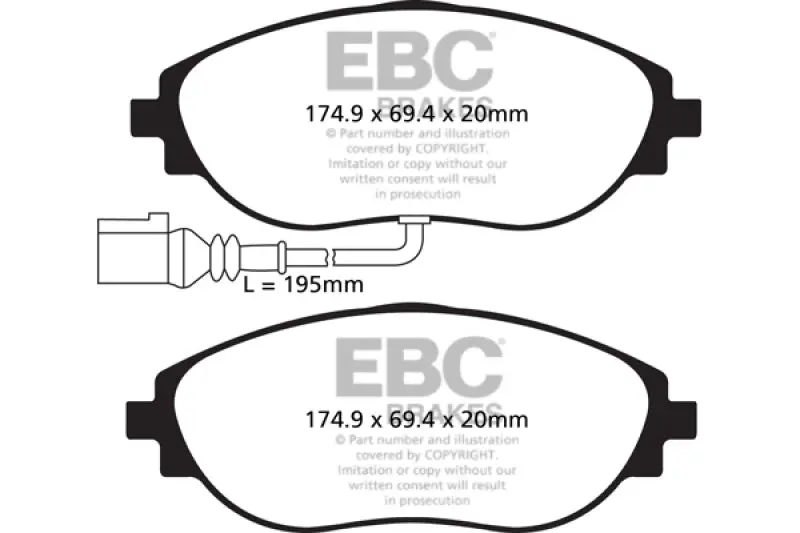 Ebc 14-20 Audi S3 2.0 Turbo Redstuff Front Brake Pads 1