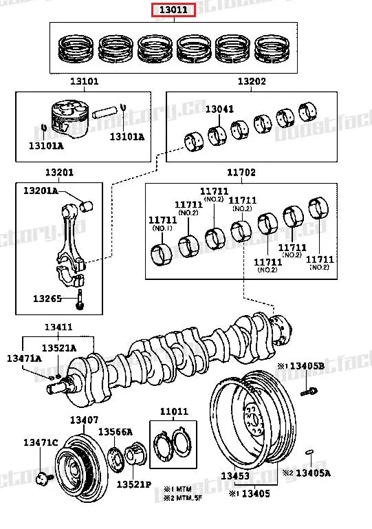 Genuine Toyota 2Jz Gte Oem Toyota Piston Ring Set - 13011-46051 1