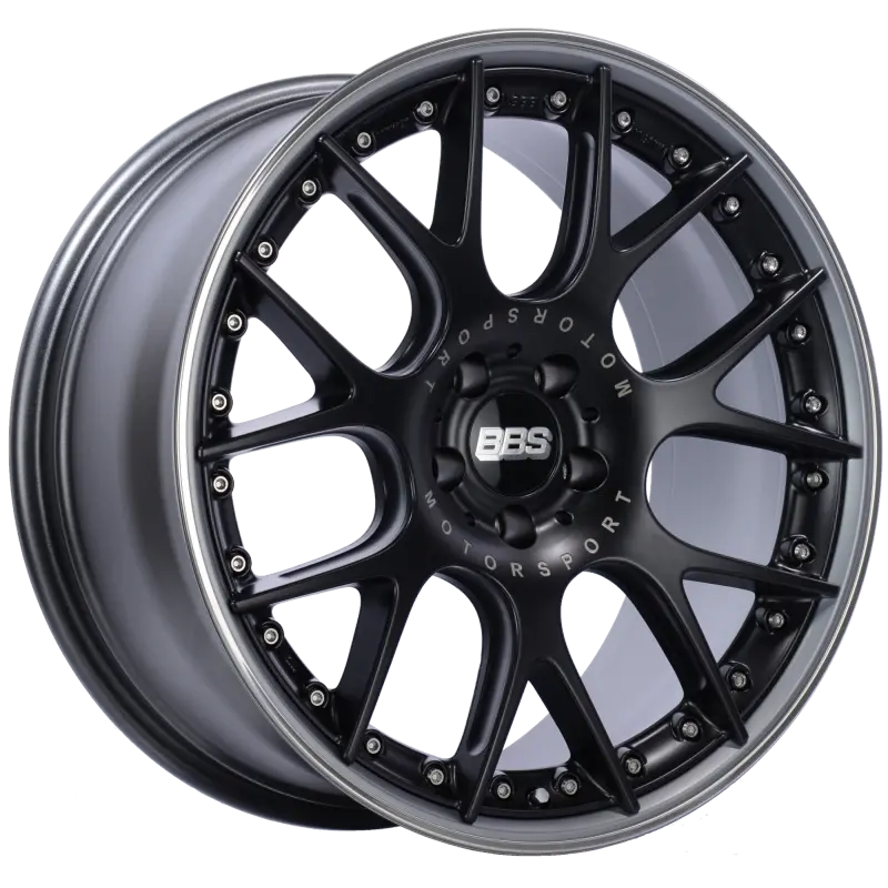 Bbs Ch-Rii 20X9 5X112 Et30 Satin Black Center Platinum Lip Ss Rim Prot Wheel -82Mm Pfs/Clip Req 1
