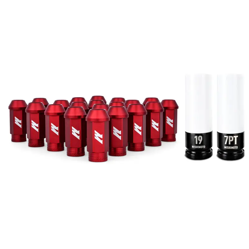 Mishimoto Aluminum Locking Lug Nuts M12x1.25 20Pc Set Red 1