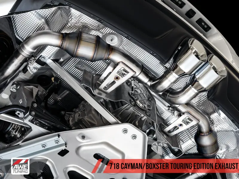 Awe Tuning Porsche 718 Boxster / Cayman Touring Edition Exhaust - Chrome Silver Tips 1