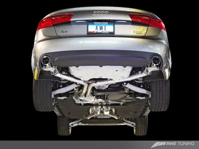 Awe Tuning Audi C7 A6 3.0T Touring Edition Exhaust - Dual Outlet Diamond Black Tips 1