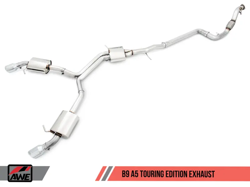 Awe Tuning Audi B9 A5 Touring Edition Exhaust Dual Outlet - Diamond Black Tips (Includes Dp) 1