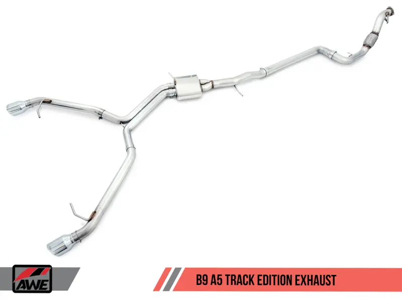Awe Tuning Audi B9 A5 Track Edition Exhaust Dual Outlet - Diamond Black Tips (Includes Dp) 1