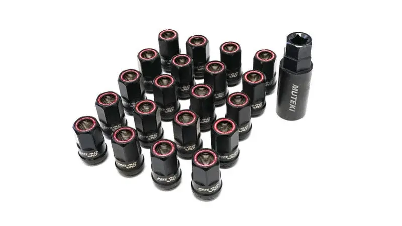 Wheel Mate Muteki Hr38 Open End Lug Nuts 12X1.25 Titanium Chrome / Red Ring 1
