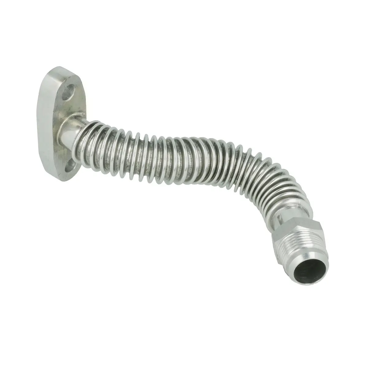 Turbozentrum - 10An Oil Return Flange T3 / T4 - Tube Flexible  Ss Pipe 220Mm / 8.75'' Length 1