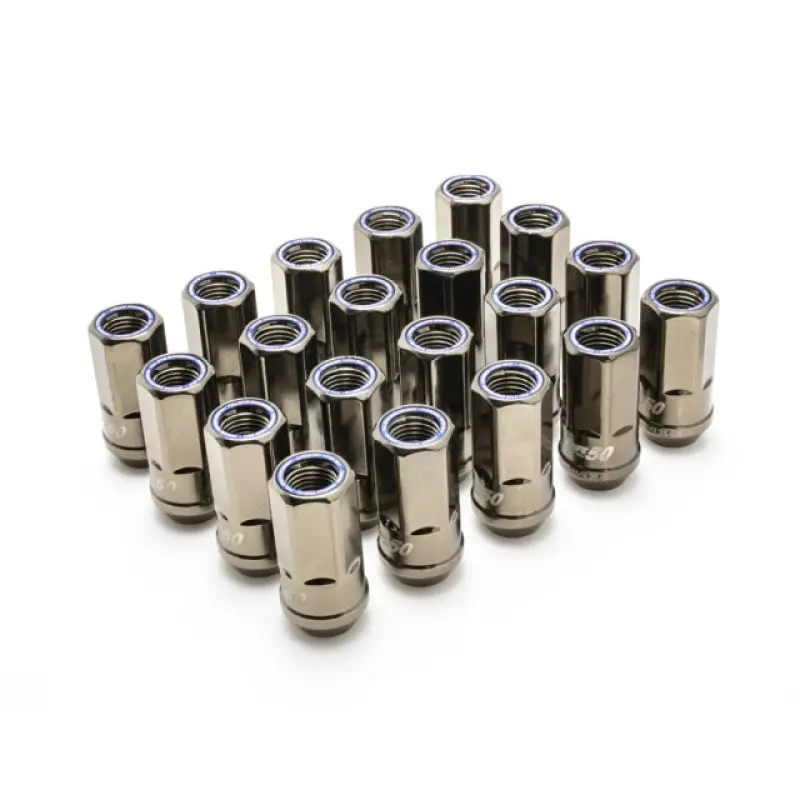 Wheel Mate Muteki Hr50 Open End Lug Nuts - Titanium Chrome W/ Blue Ring 14X1.50 1