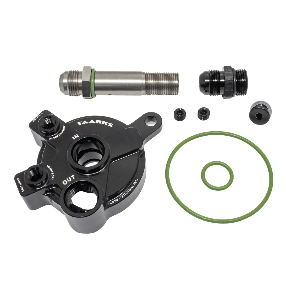 Hi Octane / Taarks Racing - 1Jz & 2Jz  Oil Block Adaptor -10An - 100045-Blk 1