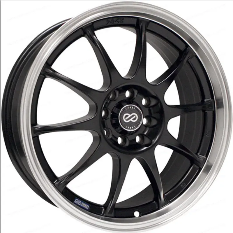 Enkei J10 18X7.5 4X100/114 42Mm Offset 72.62Mm Bore Dia Matte Black W/ Machined Lip Wheel 1