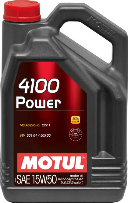 Motul 5L Engine Oil 4100 Power 15W50 - Vw 505 00 501 01 - Mb 229.1 - 100273 1