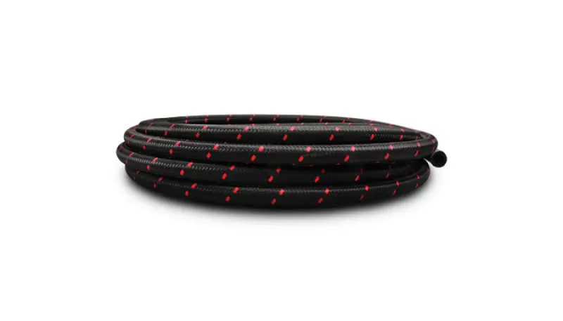 Vibrant -6 An Two-Tone Black/Red Nylon Braided Flex Hose (5 Foot Roll) 1