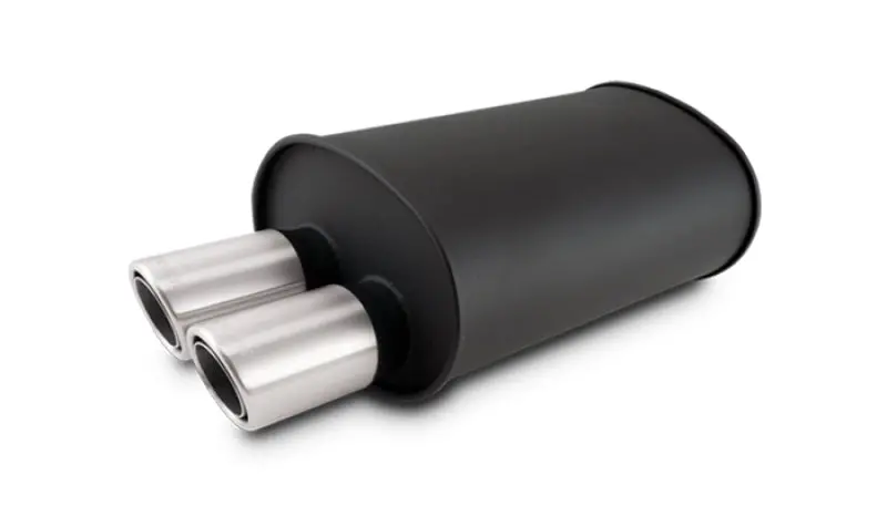 Vibrant Streetpower Blk Oval Muffler W/Dual Offset Tip 3In Inlet Id 3In Tip Od 9.5In X 6.75In X 15In 1