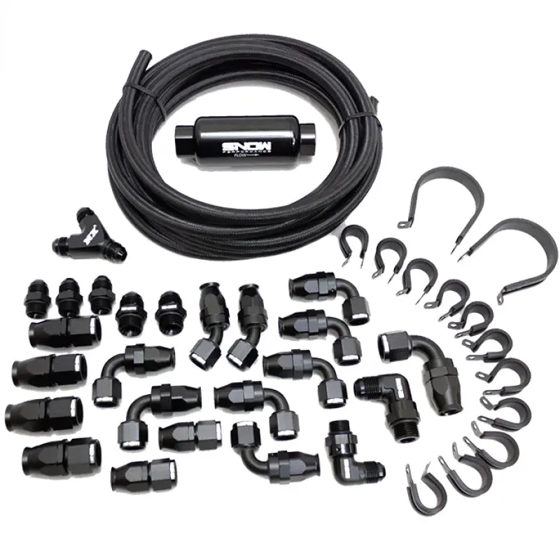 Snow Performance 10An Braided Stainless Fuel Line Kit - Black Line 1