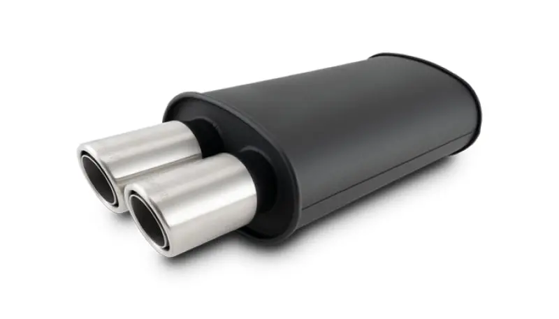 Vibrant Streetpower Flat Blk Muffler 9X5x15in Body 2.5In Inlet Id 3In Tip Od W/Dual Angle Tips 1