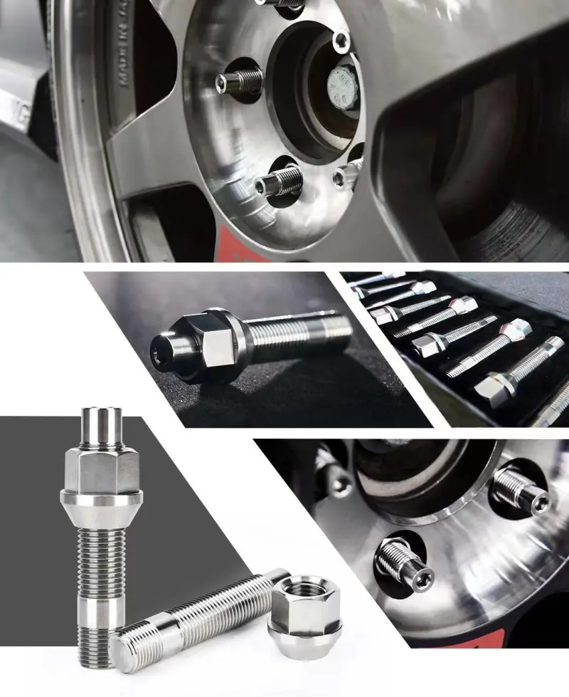 Wheel Mate Titanium Wheel Stud Conversion (Raw Ti) - M14x1.25 To M14x1.5 - 74Mm - 60Deg Lug Nut 1