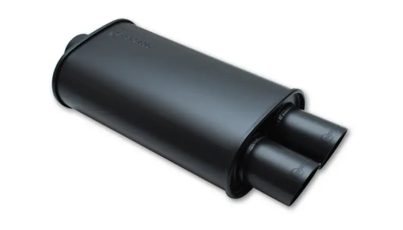 Vibrant Streetpower Flat Black Oval Muffler With Dual 3In Outlets - 2.5In Inlet I.D. 1