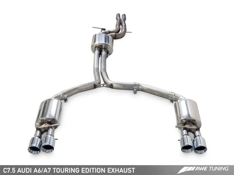 Awe Tuning Audi C7.5 A6 3.0T Touring Edition Exhaust - Quad Outlet Chrome Silver Tips 1