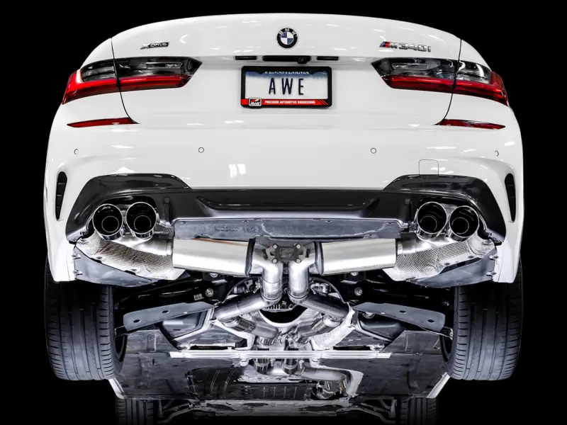 Awe Tuning 2019+ Bmw M340i (G20) Non-Resonated Touring Edition Exhaust - Quad Chrome Silver Tips 1