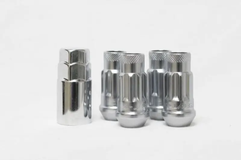Wheel Mate 14X1.50 Monster Lug Satin Silver Locking Lug Nut  - Set Of 4 1