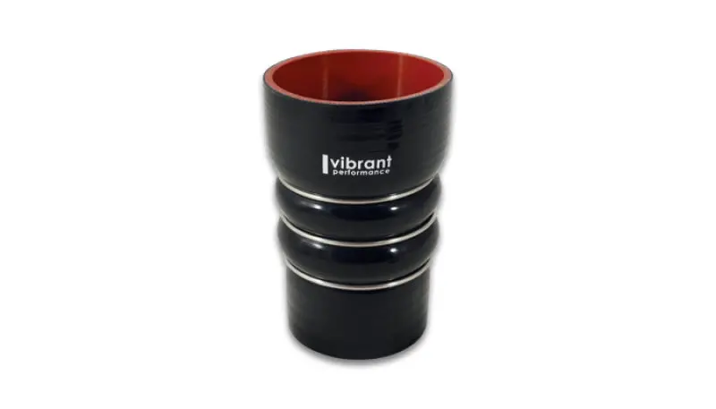 Vibrant Silicone Coupling 4 Ply Aramid Cac Hose 3In X 2.5In Inlet/Outlet - Black 1