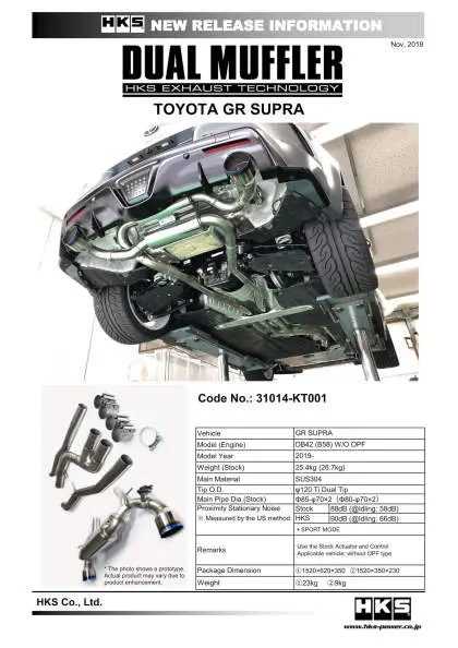 Hks 2019+ Toyota Gr Supra W/O Opf Dual Hi-Power Titanium Tip Catback Exhaust - 31014-Kt001 1