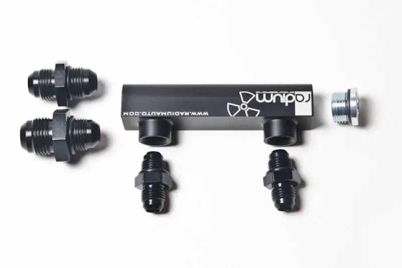 Radium Engineering Universal 4-Port Manifold - Black W/ Logo 1