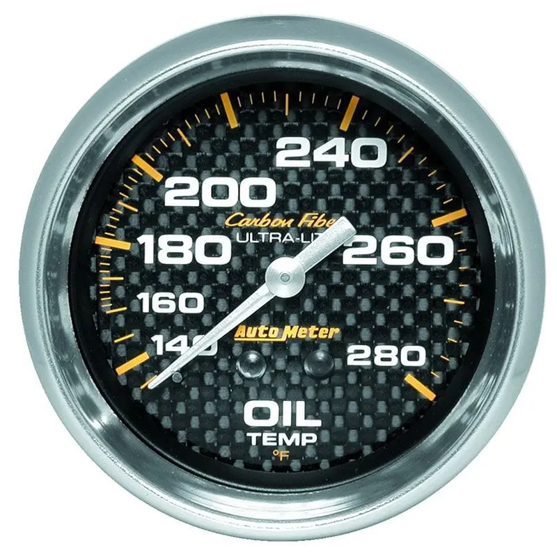 Carbon Fiber Analog Oil Temperature Gauge – 2-1/16" Dash Mount 1