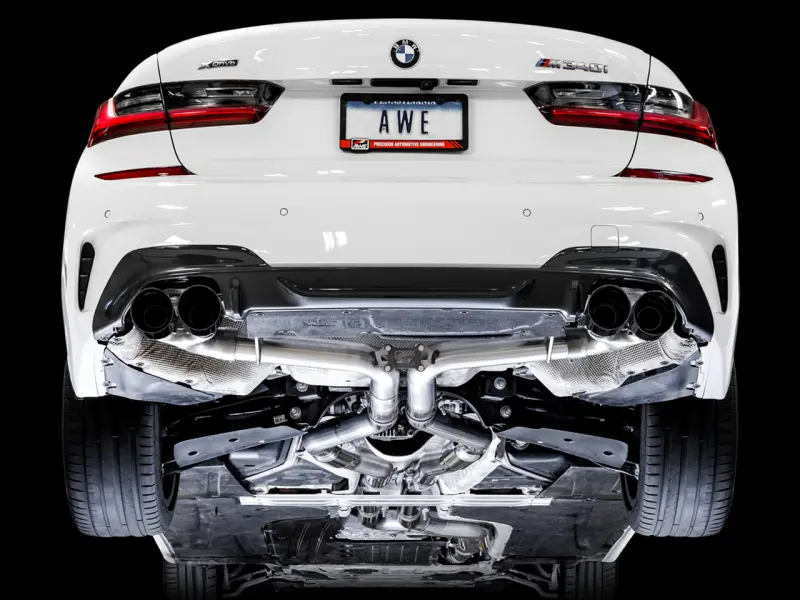 Awe Tuning 2019+ Bmw M340i (G20) Track Edition Exhaust - Quad Diamond Black Tips 1