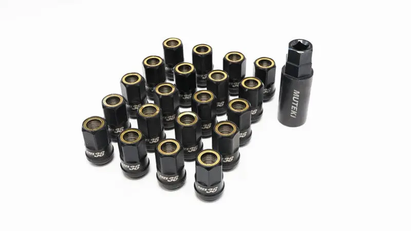 Wheel Mate Muteki Hr38 Open End Lug Nuts 12X1.25 Titanium Chrome / Yellow Ring 1