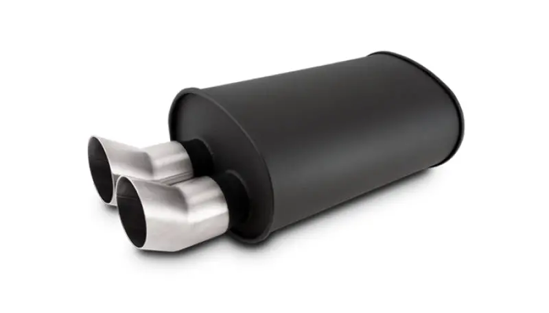 Vibrant Streetpower Flat Blk Muffler 9.5X6.75X15in Body 2.5In Inlet Id 3In Tip Od W/Dual Dtm Tips 1