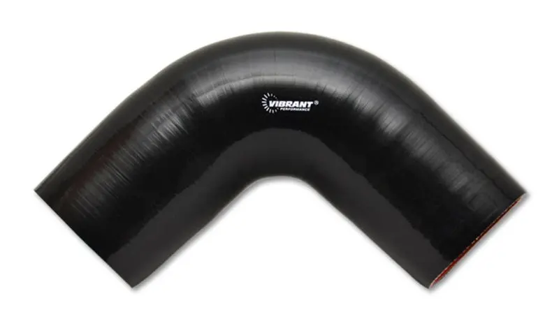 Vibrant 4 Ply Reinforced Silicone Elbow Connector - 4In I.D. - 90 Deg. Elbow (Black) 2