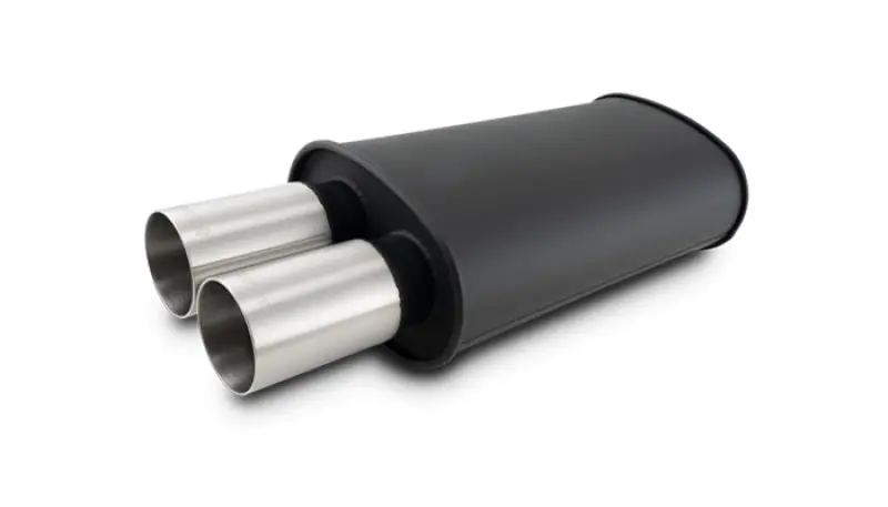 Vibrant Streetpower Flat Blk Muffler 9X5x15in Body 2.5In Inlet Id 3In Tip Od W/Dual Straight Tips 1