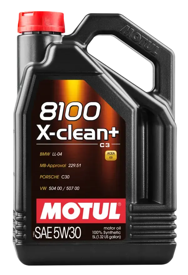 Motul 5L Synthetic Engine Oil 8100 5W30 X-Clean Plus - 106377 1