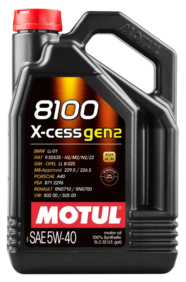 Motul 5L Synthetic Engine Oil 8100 5W40 X-Cess Gen 2 - 109776 1