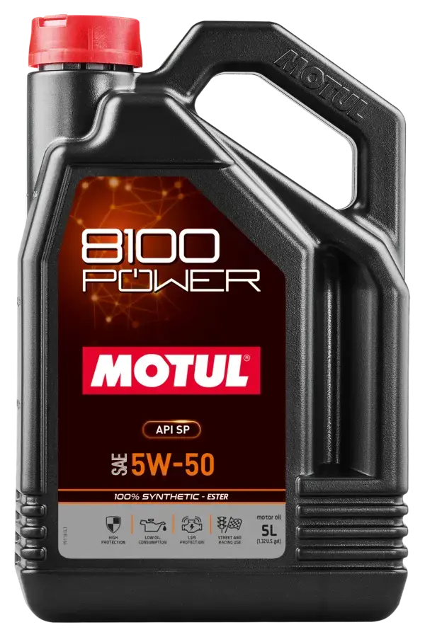 Motul 5L Synthetic Engine Oil 8100 Power 5W50 - 111812 1