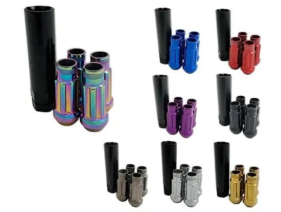 Gktech - Open Ended Lock Nuts (Set Of 4 + Socket) - M12x1.25 / Gold - L125-Gold 1