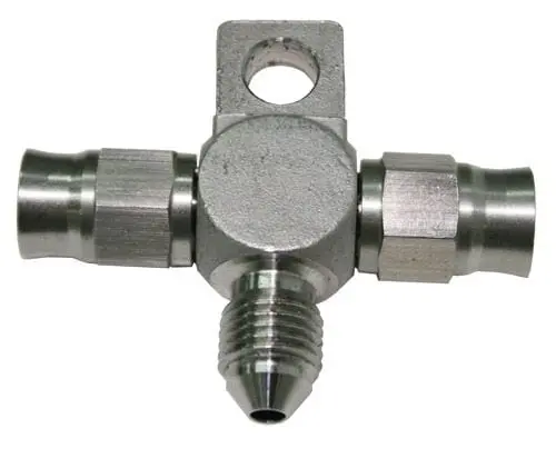 Stainless Steel -3An Tee Block With Mount Tab – Af328-03-03 Fluid Distribution Fitting 1
