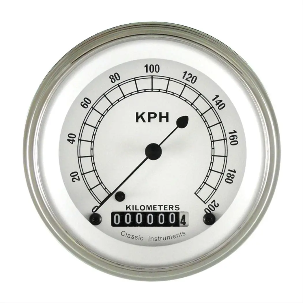Classic Instruments Cw59Slc White Series Speedometer – 5" Direct-Fit Analog Gauge With Led Illumination And Programmable Calibration 1