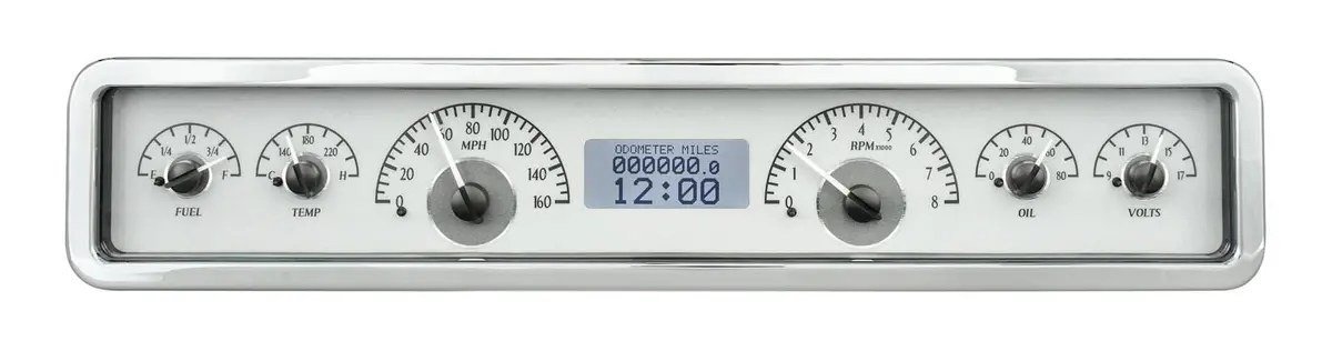 Dakota Digital Vhx-1023-S-W Universal Rectangle Analog Gauge Kit With Modern Vhx Display 1