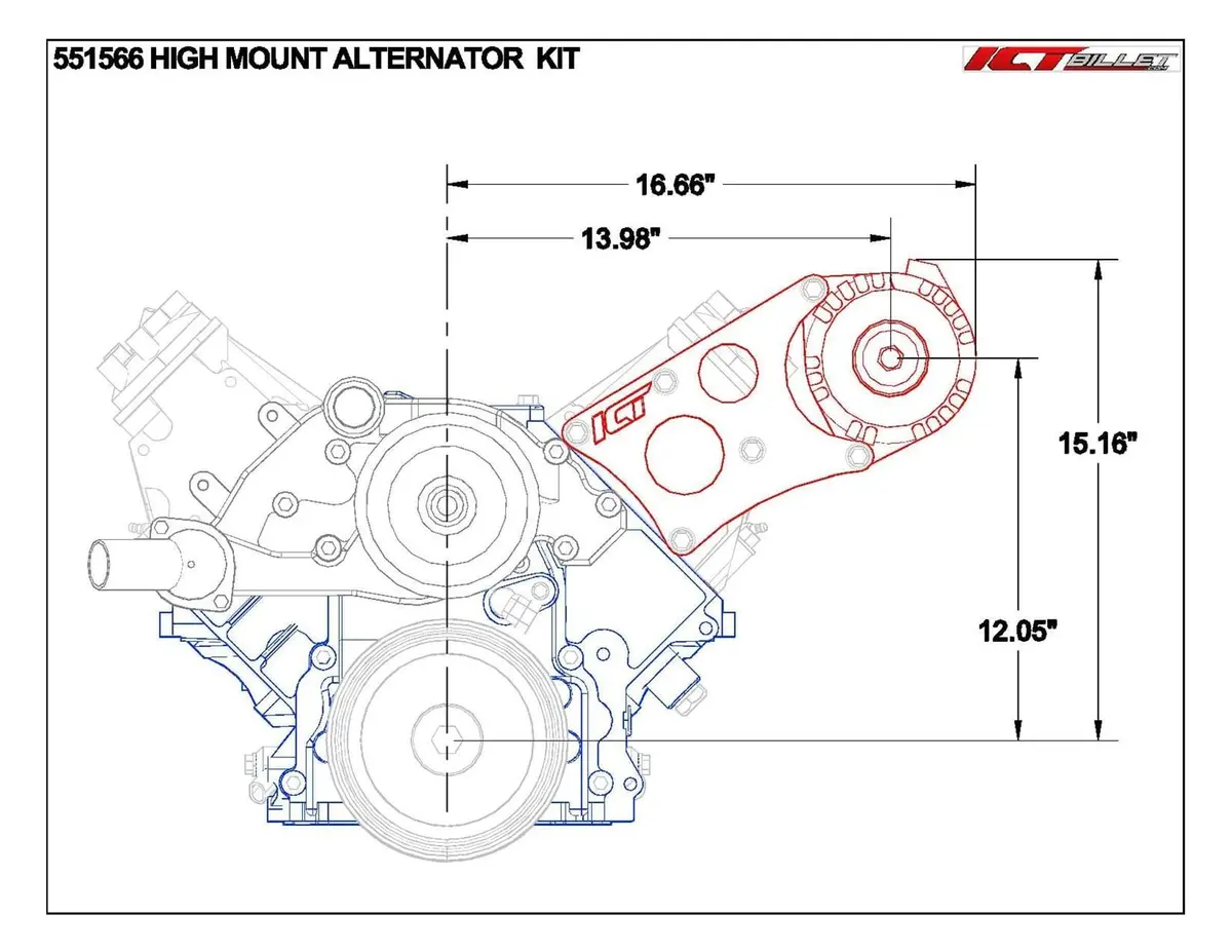 Ict Billet 551566-2 Alternator Mounting Bracket 2