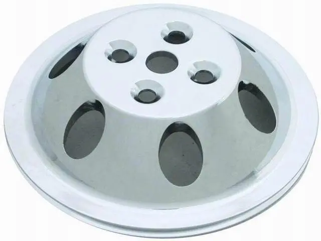 Polished Aluminum Single-Groove Water Pump Upper Pulley (6.60" Dia, 1.75" Bolt Circle) 1