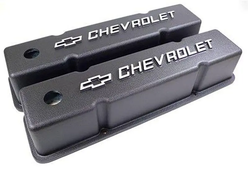 Black Powder-Coated S/B Valve Covers – Chevrolet Bowtie Logo Design (Rpcr6336) 1